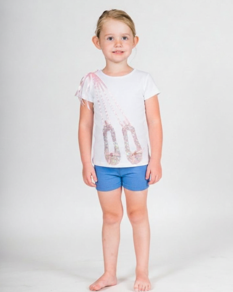 Tee Shirt Applique Ballet Shoe Child